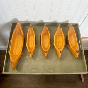 Hand-Carved Wooden Canoe