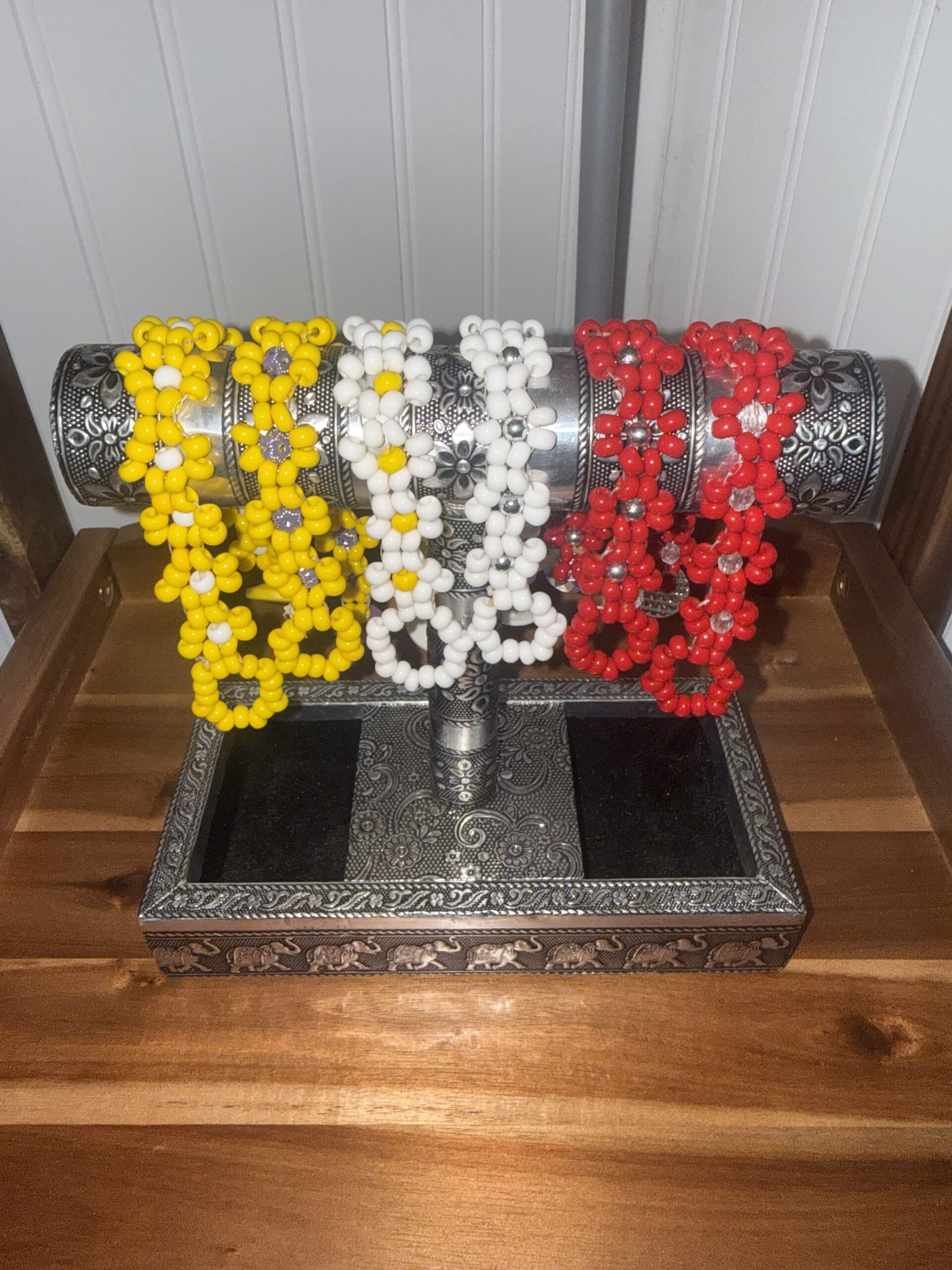 Colorful Beaded Flower Bracelets